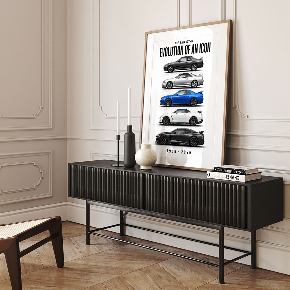 Nissan GTR Evolution White Background Art Print