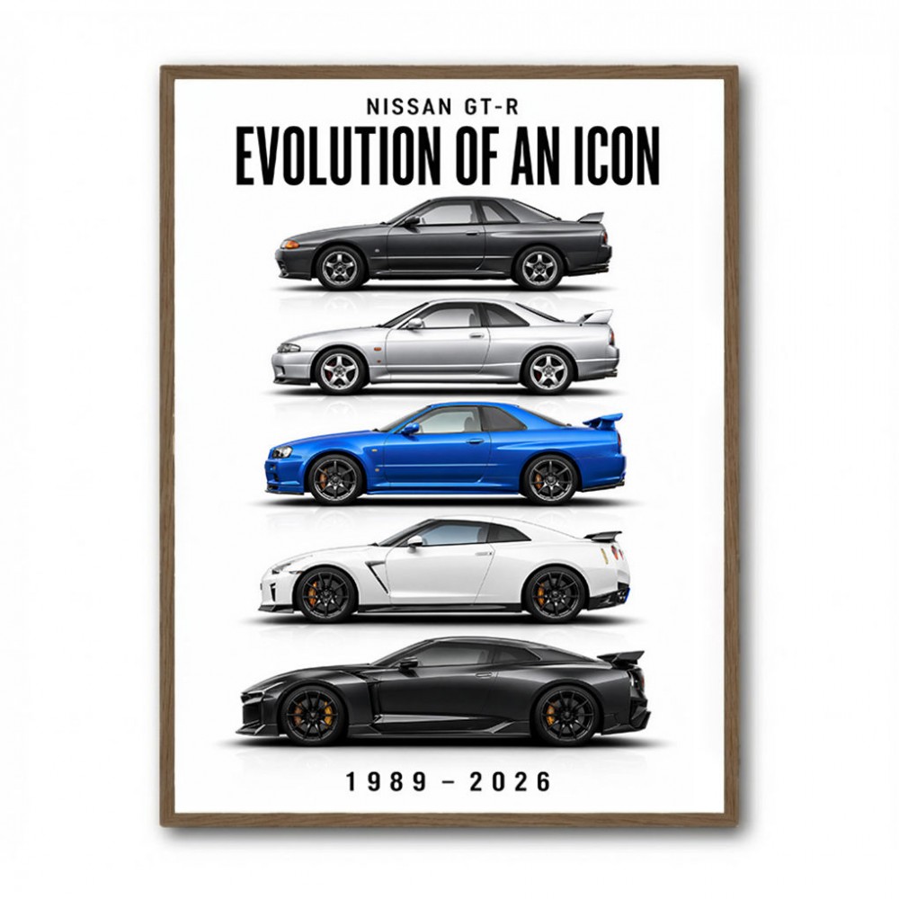 Nissan GTR Evolution White Background Art Print