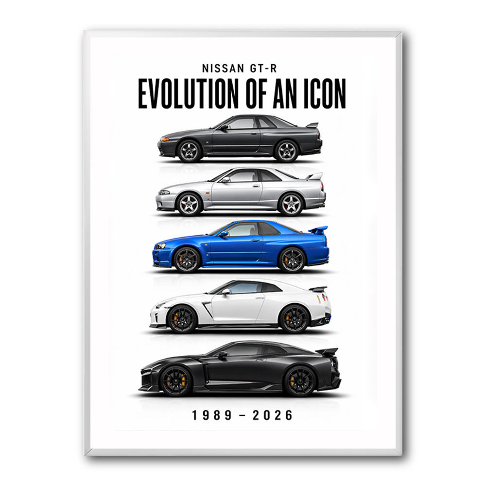 Nissan GTR Evolution White Background Art Print
