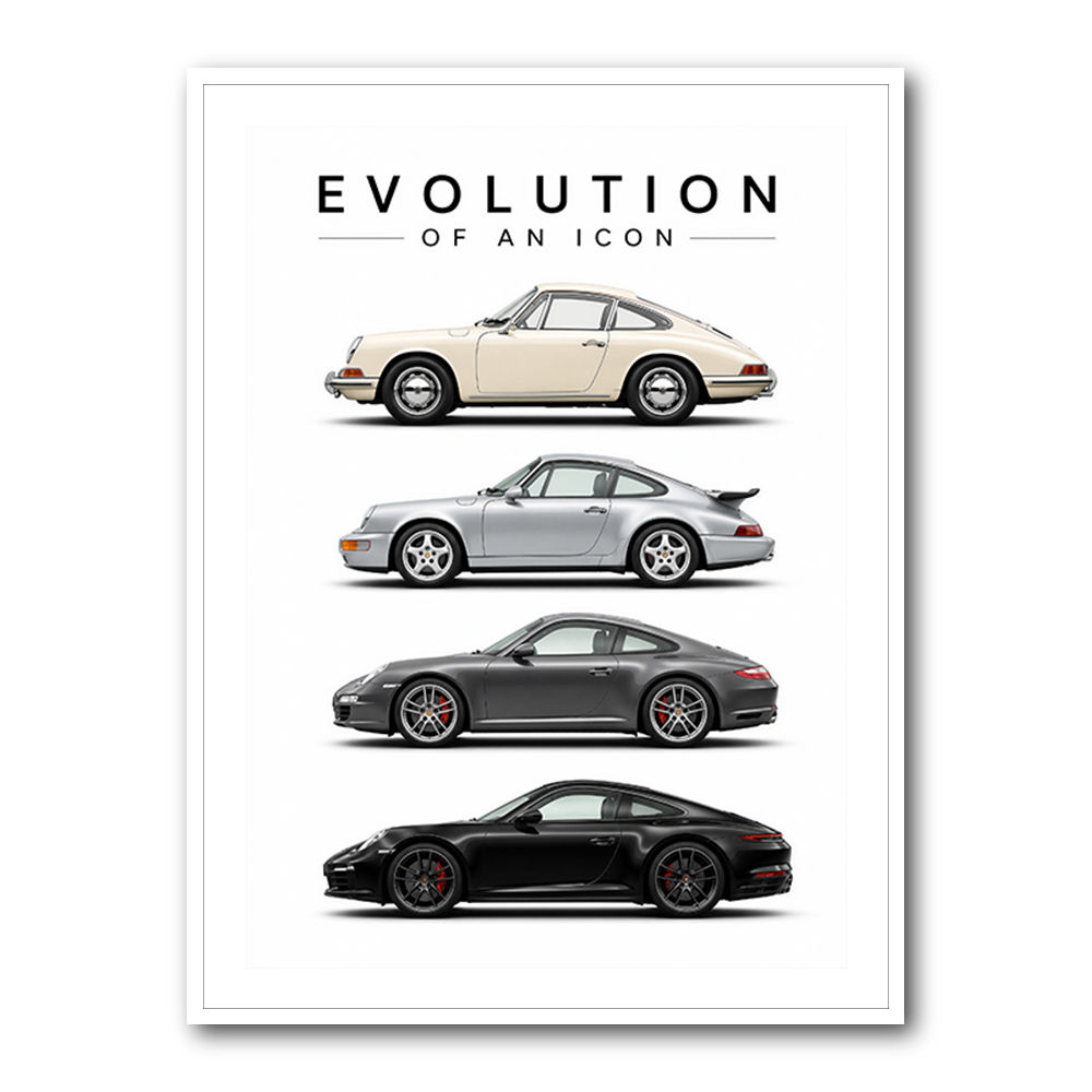 Porsche Sports Cars Evolution Iconic Wall Art