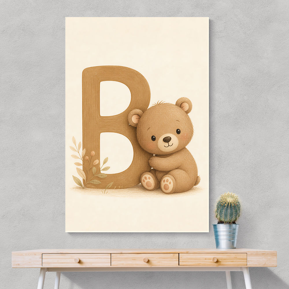 B For Bear Childrens Wall Art