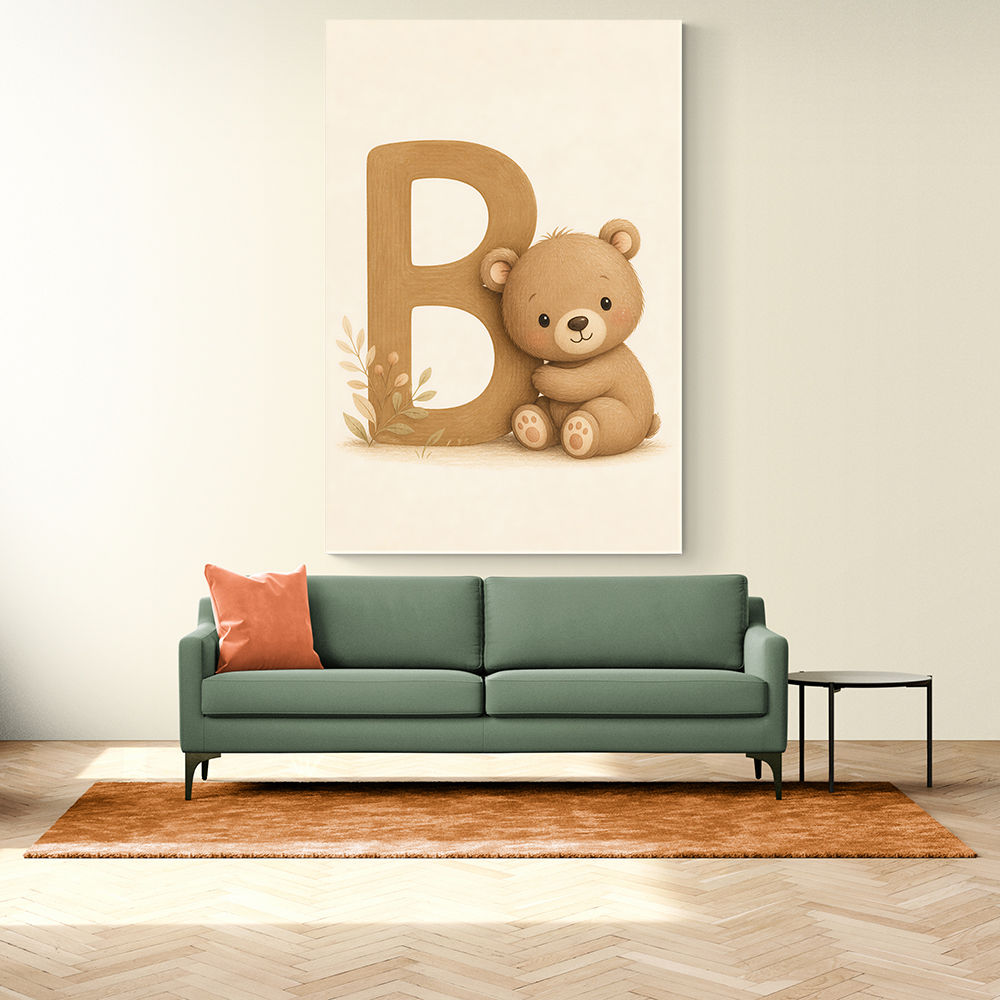 B For Bear Childrens Wall Art