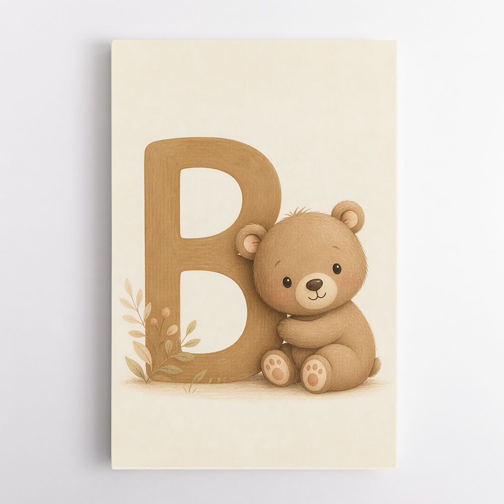 B For Bear Childrens Wall Art