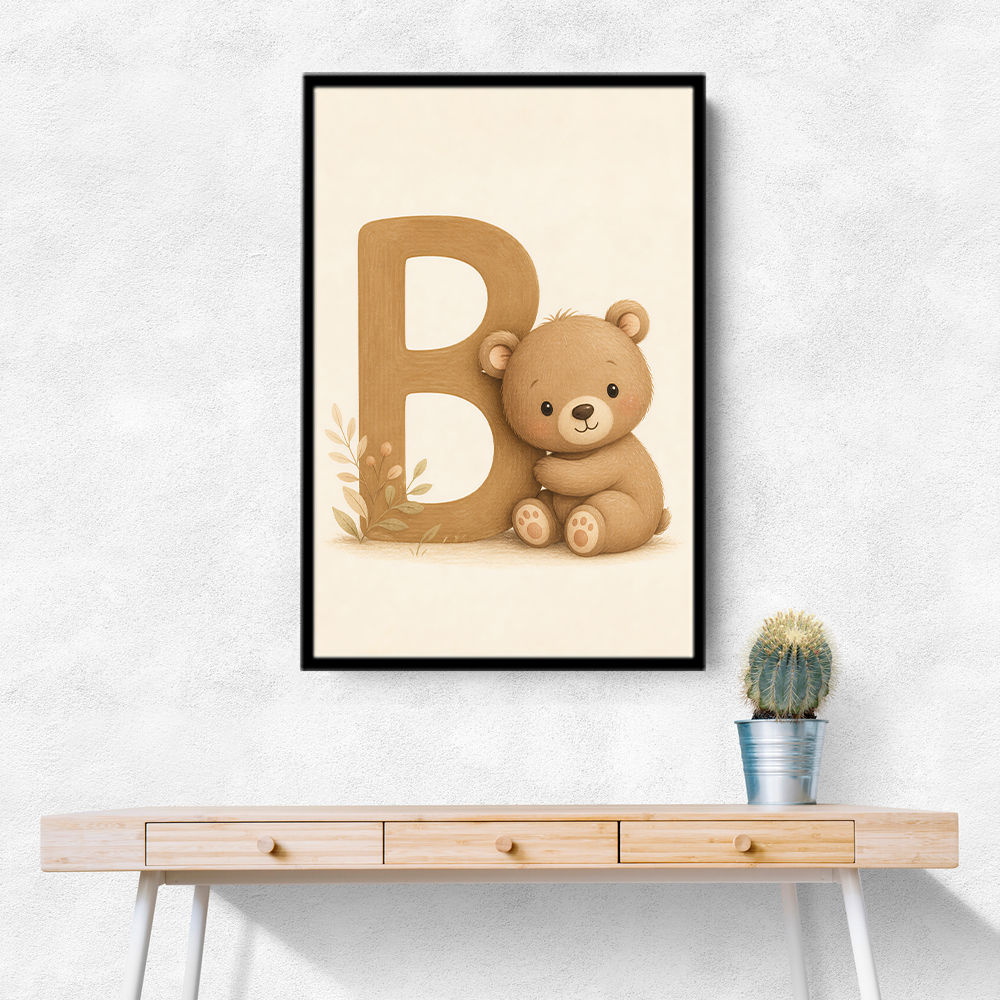 B For Bear Childrens Wall Art