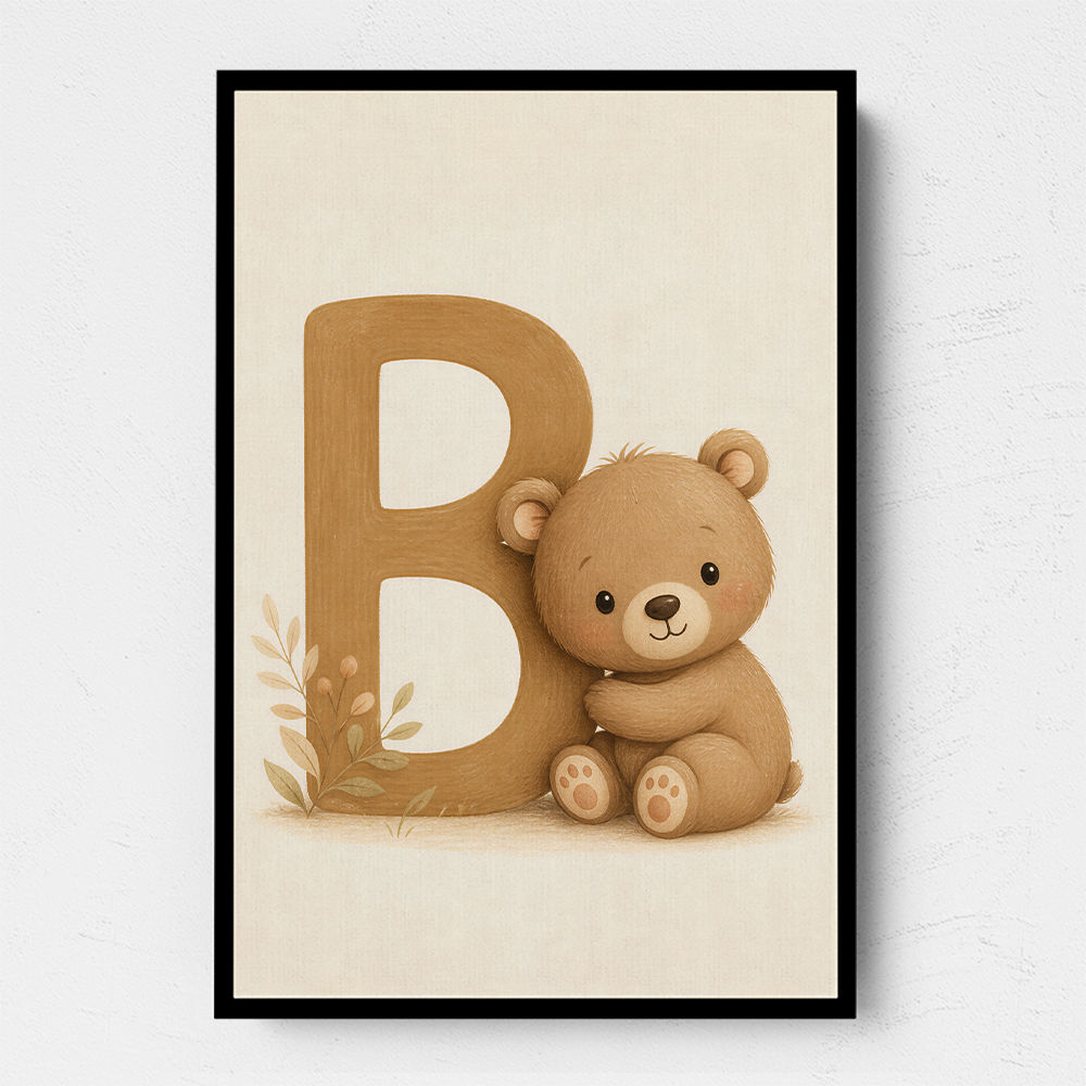 B For Bear Childrens Wall Art