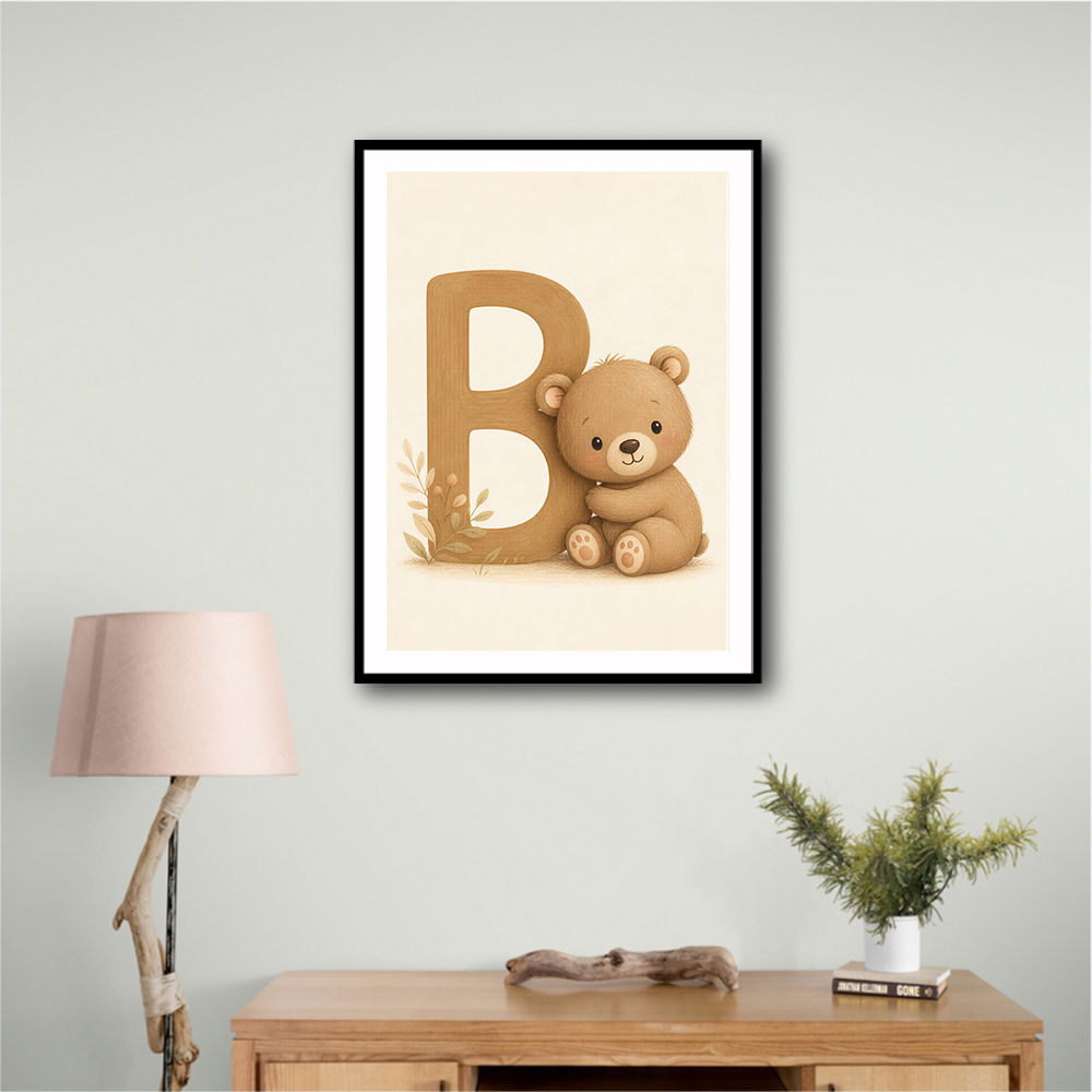 B For Bear Childrens Wall Art