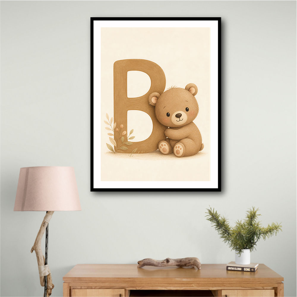 B For Bear Childrens Wall Art