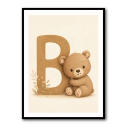 B For Bear Childrens Wall Art