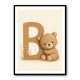 B For Bear Childrens Wall Art