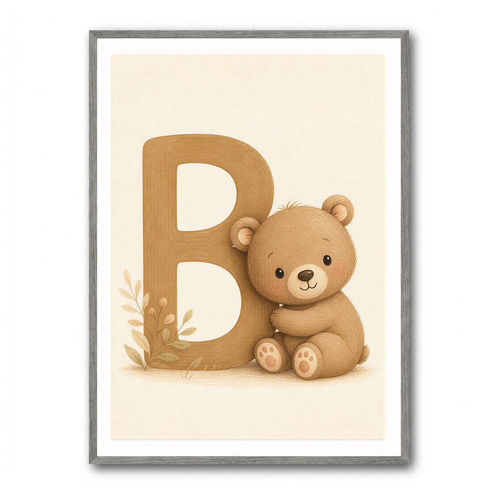 B For Bear Childrens Wall Art