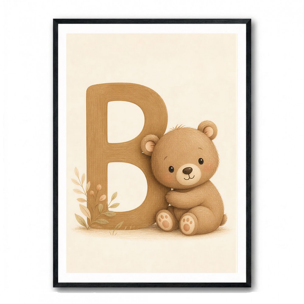 B For Bear Childrens Wall Art