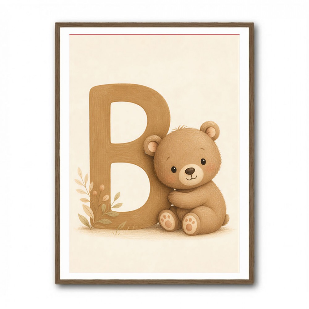 B For Bear Childrens Wall Art