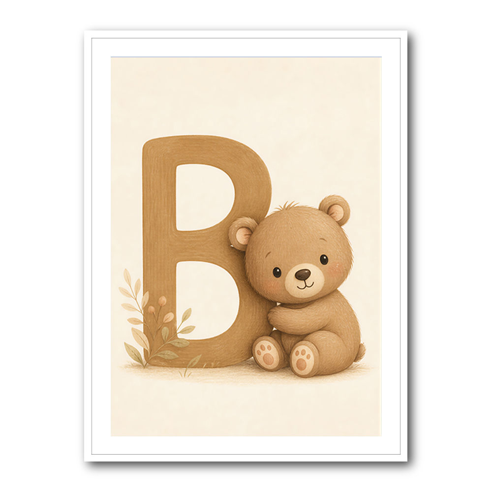 B For Bear Childrens Wall Art