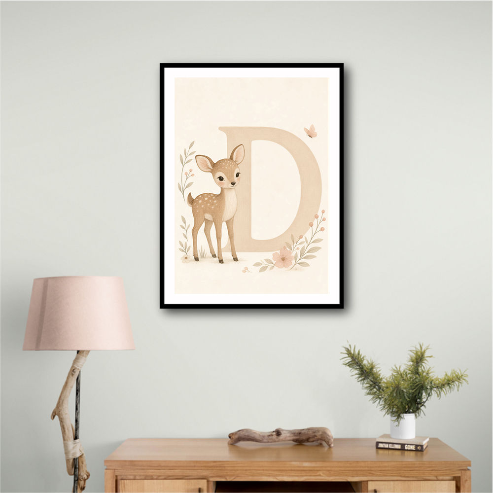 D For Deer Nursery Wall Art