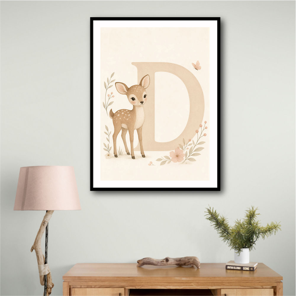 D For Deer Nursery Wall Art
