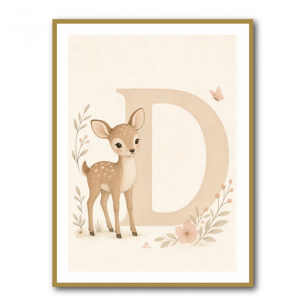 D For Deer Nursery Wall Art