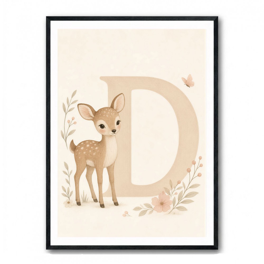 D For Deer Nursery Wall Art