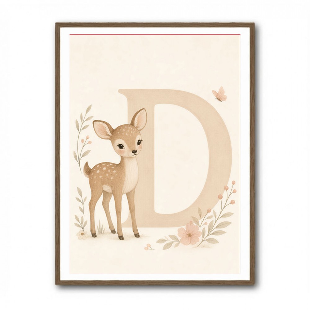 D For Deer Nursery Wall Art