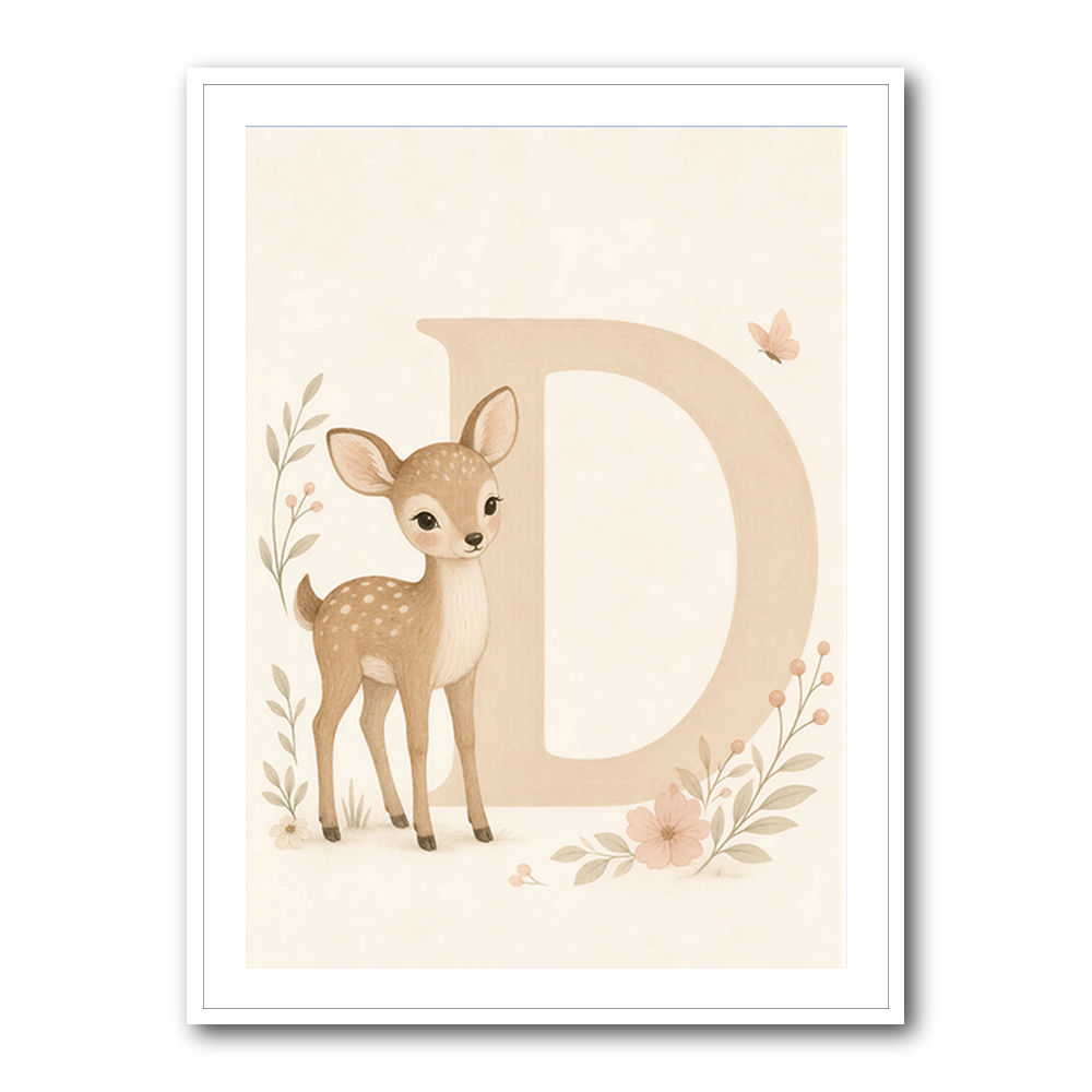 D For Deer Nursery Wall Art