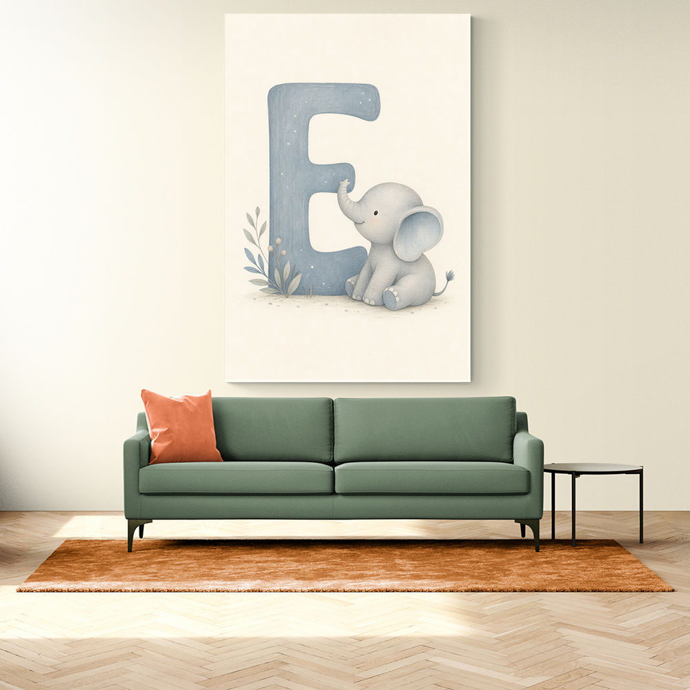 E For Elephant Nursery Wall Art