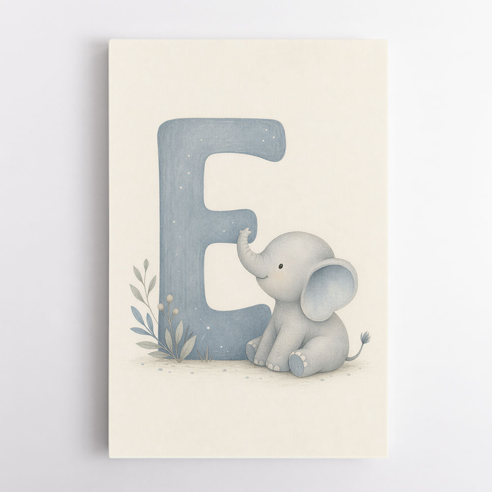 E For Elephant Nursery Wall Art