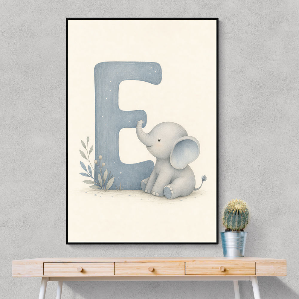 E For Elephant Nursery Wall Art