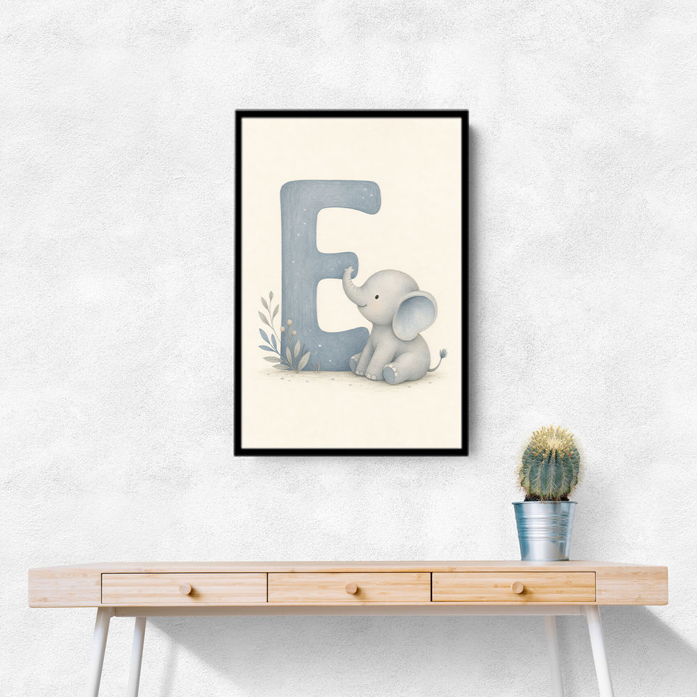 E For Elephant Nursery Wall Art