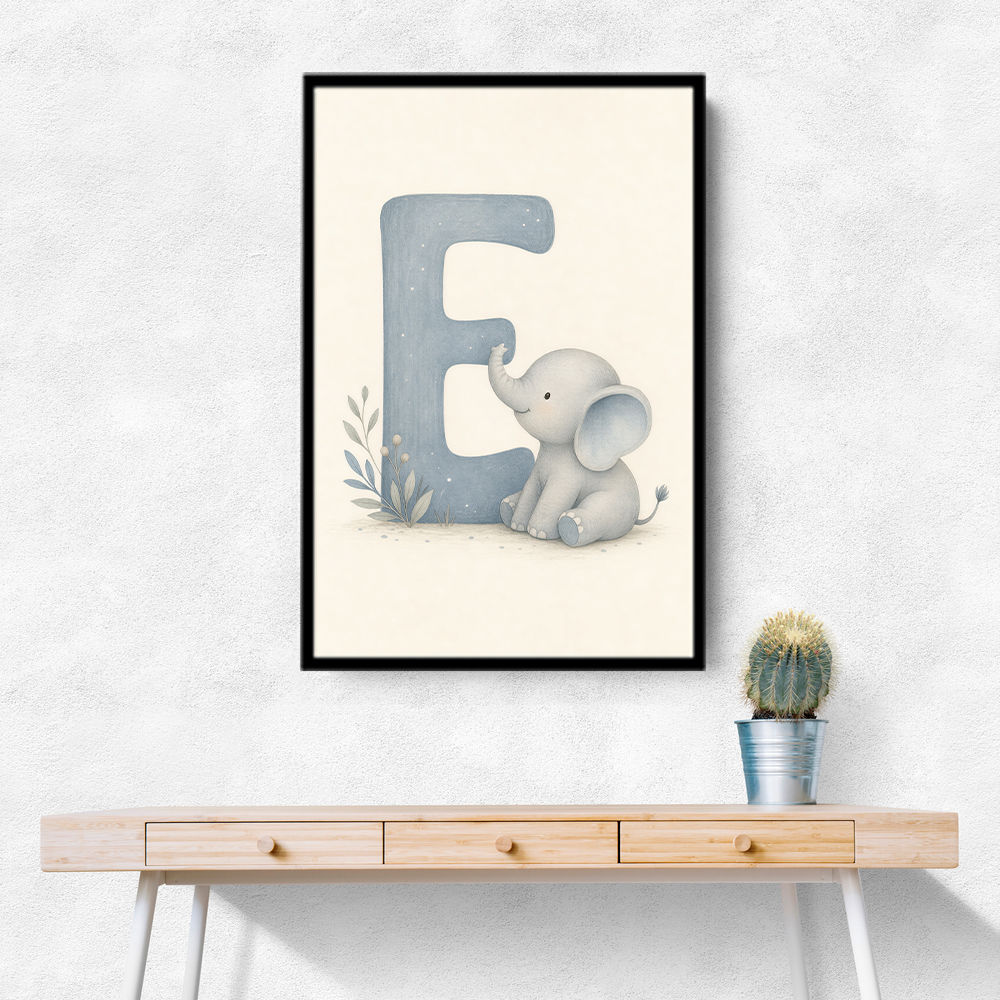 E For Elephant Nursery Wall Art