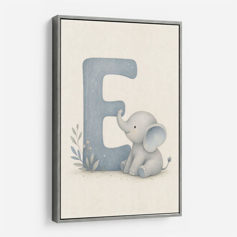 E For Elephant Nursery Wall Art