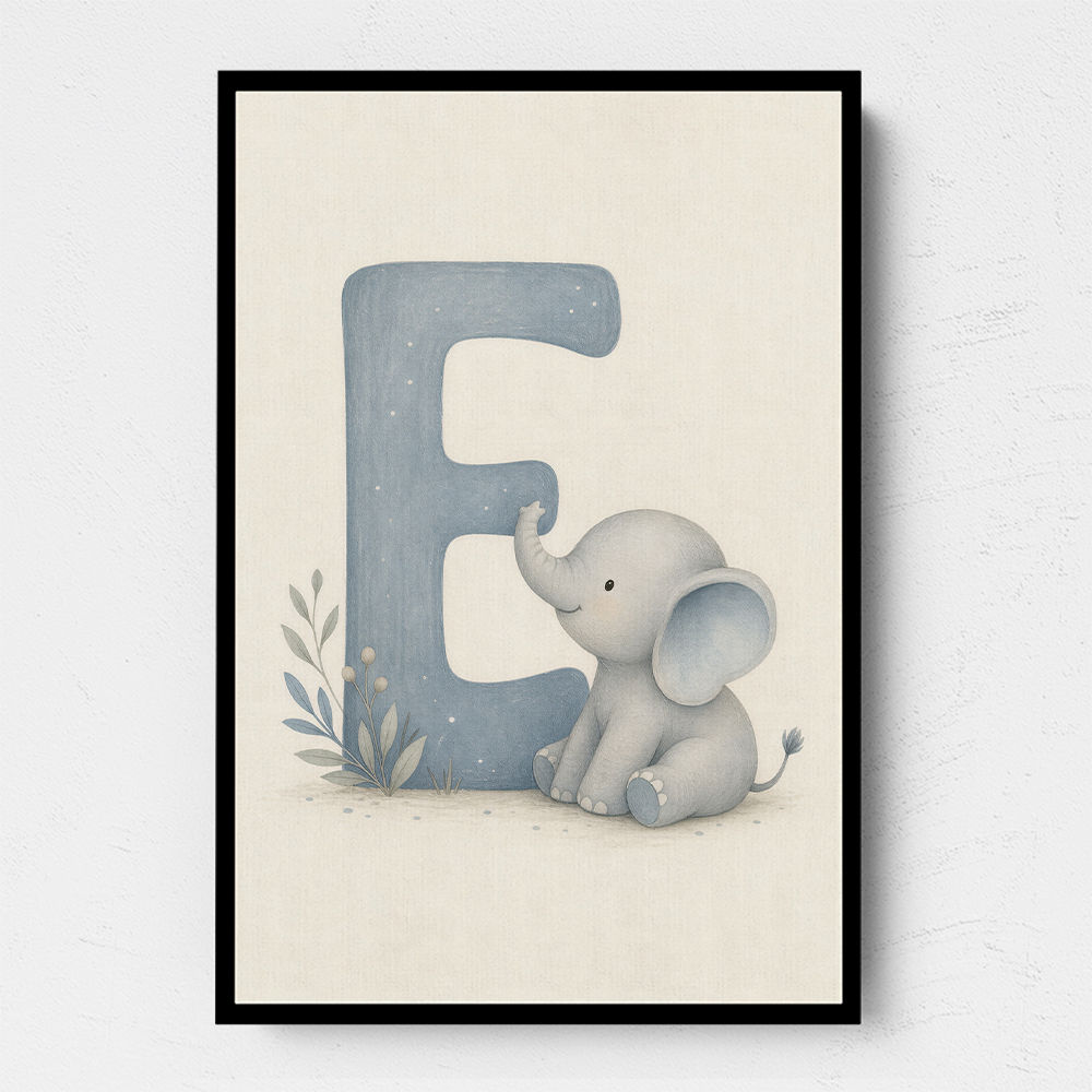 E For Elephant Nursery Wall Art