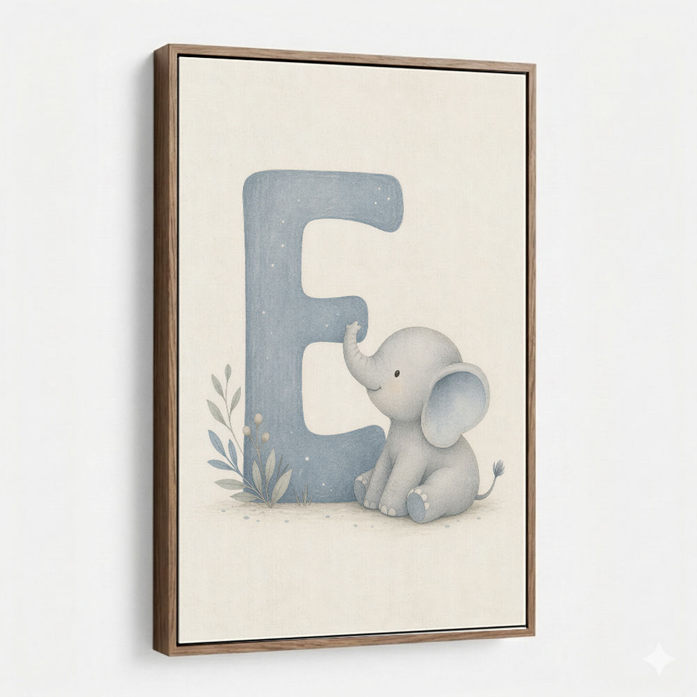 E For Elephant Nursery Wall Art