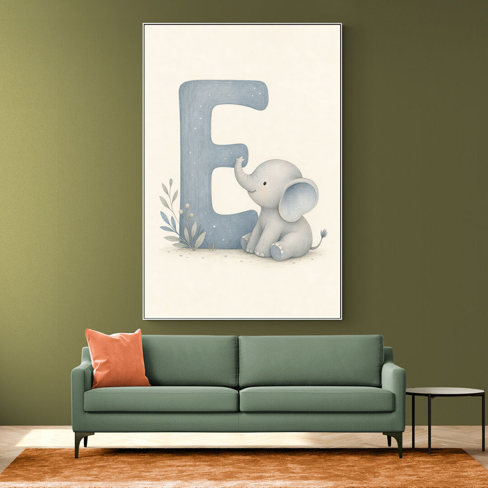 E For Elephant Nursery Wall Art