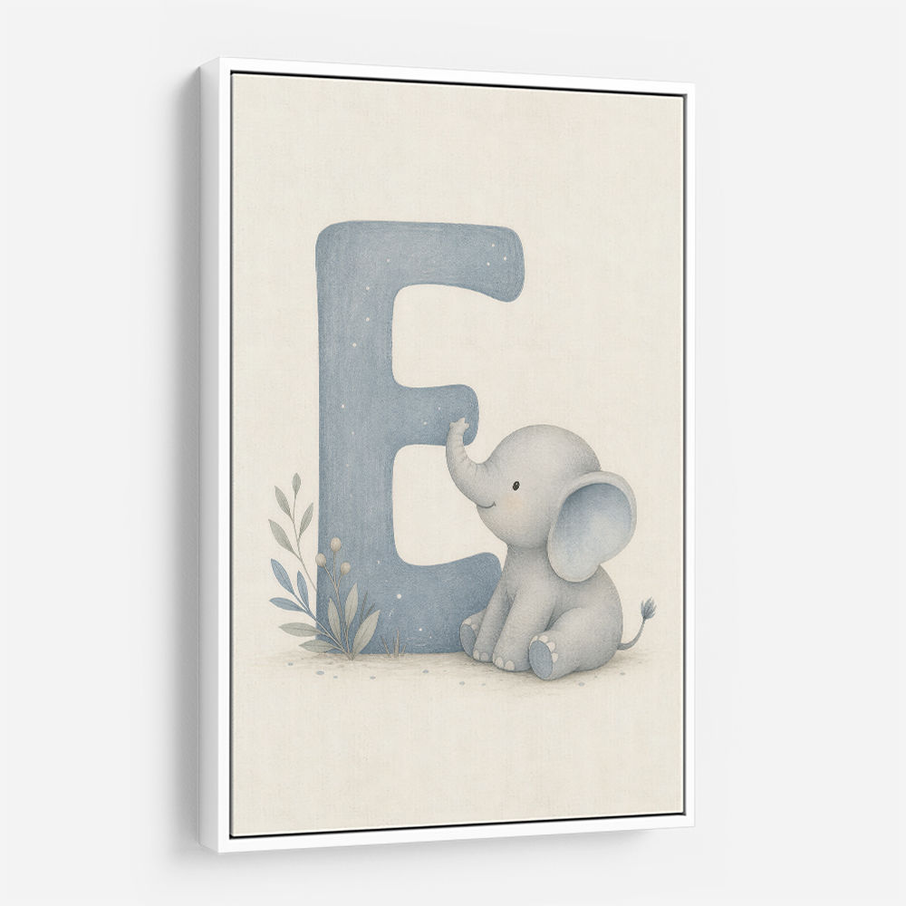 E For Elephant Nursery Wall Art