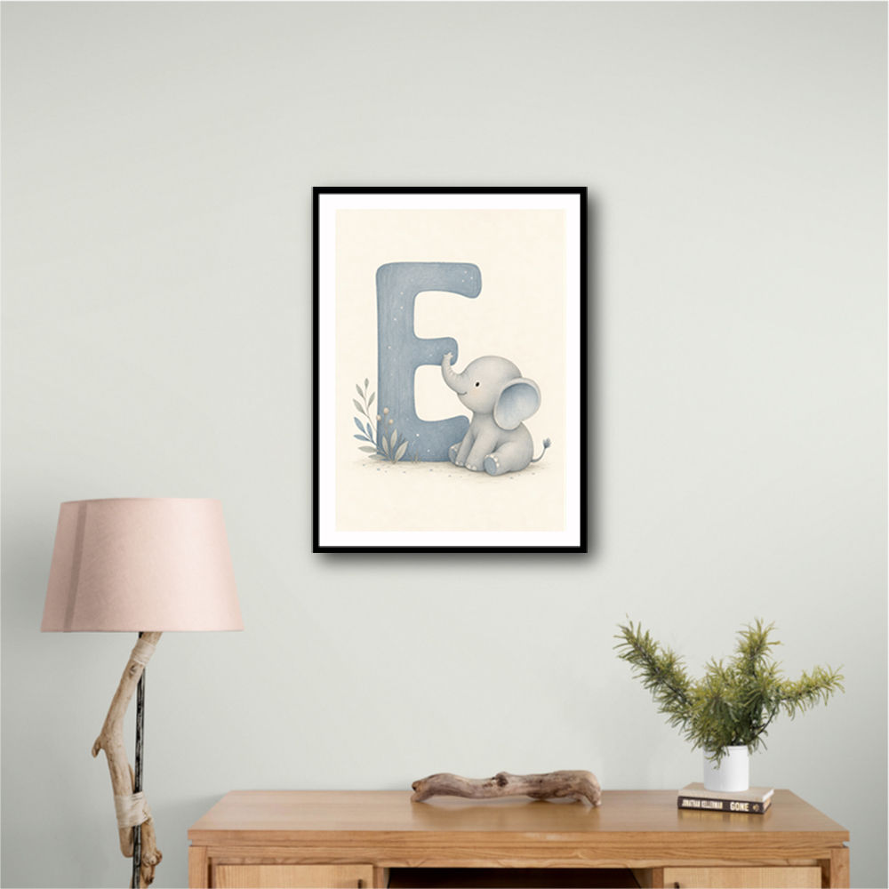 E For Elephant Nursery Wall Art