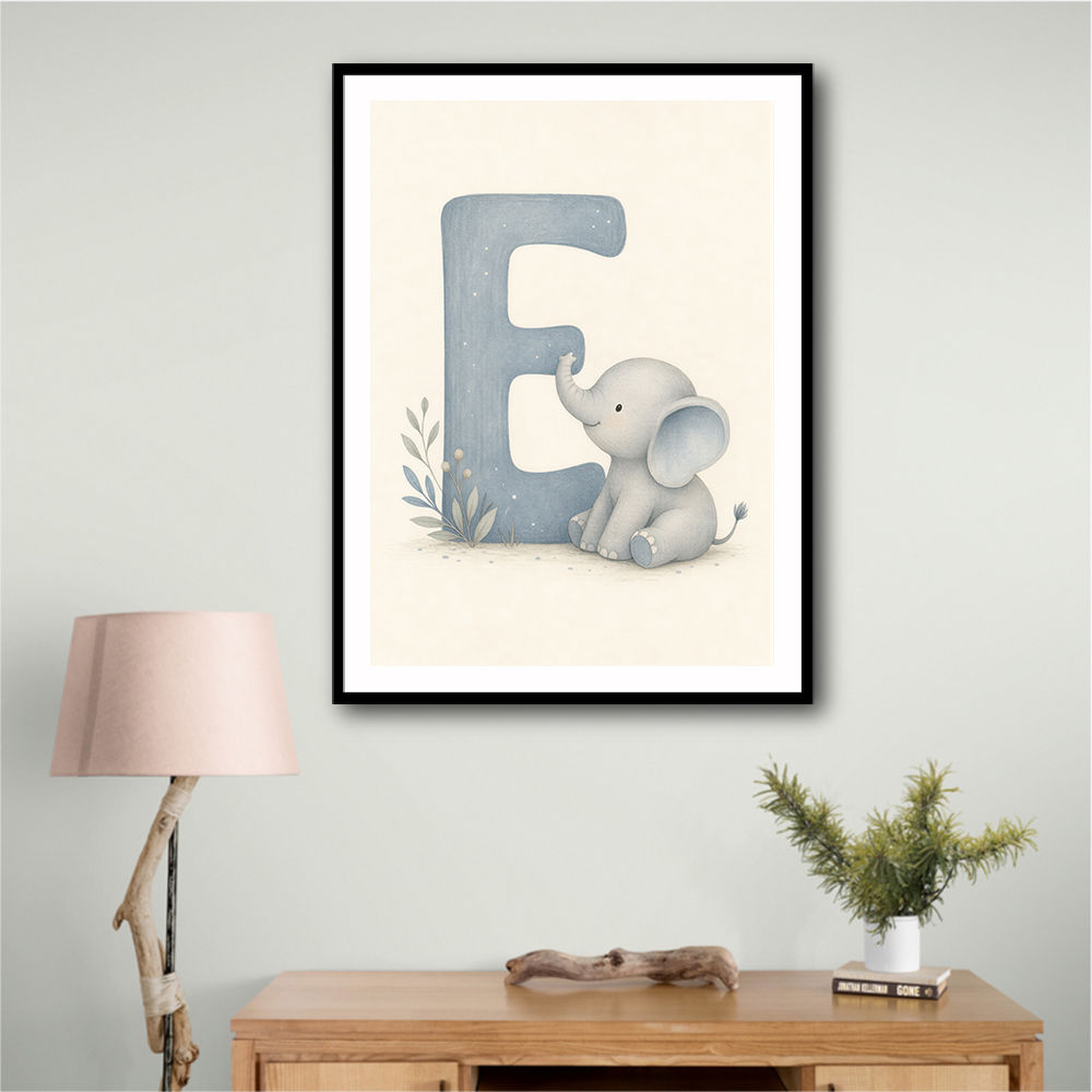 E For Elephant Nursery Wall Art
