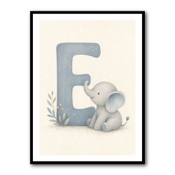 E For Elephant Nursery Wall Art