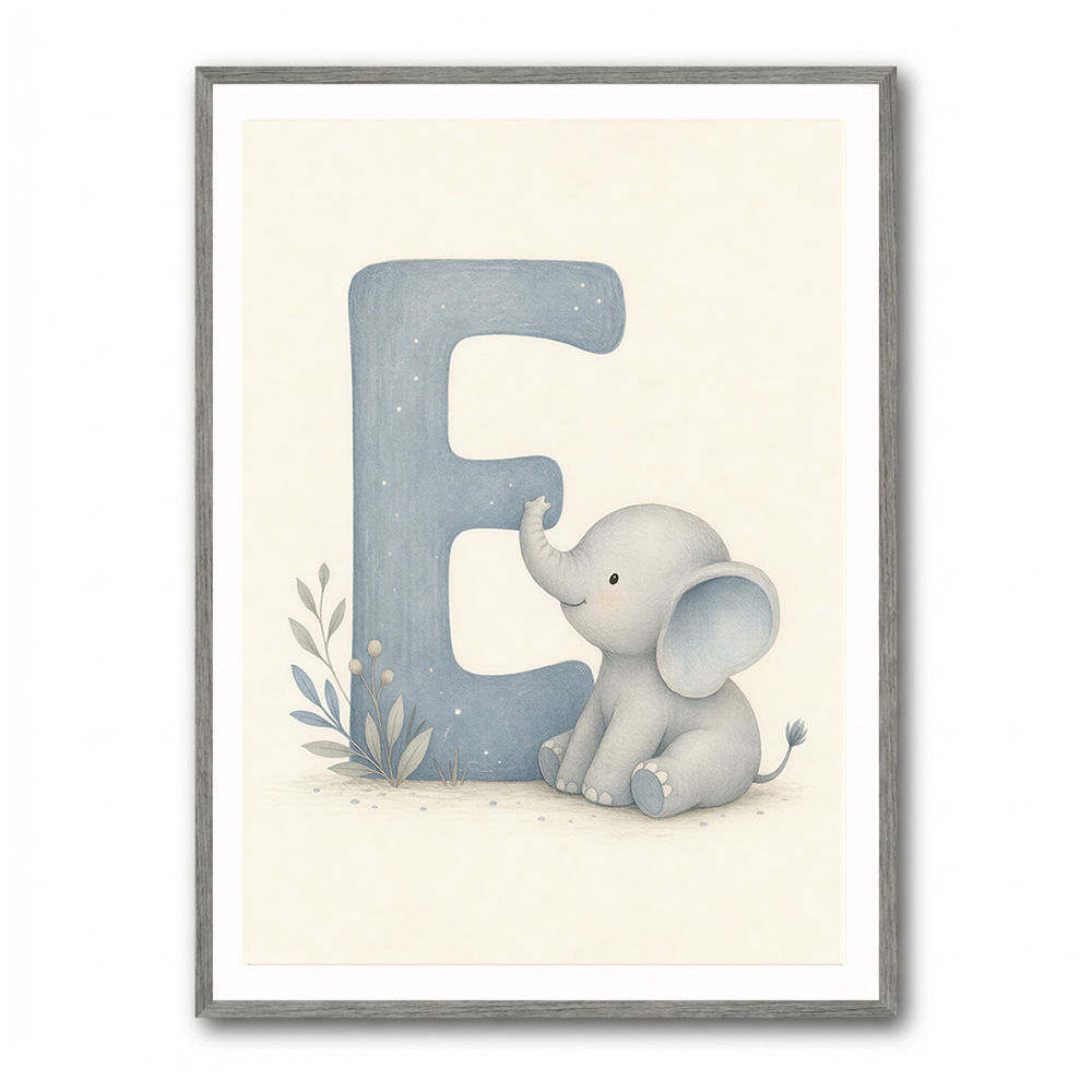 E For Elephant Nursery Wall Art