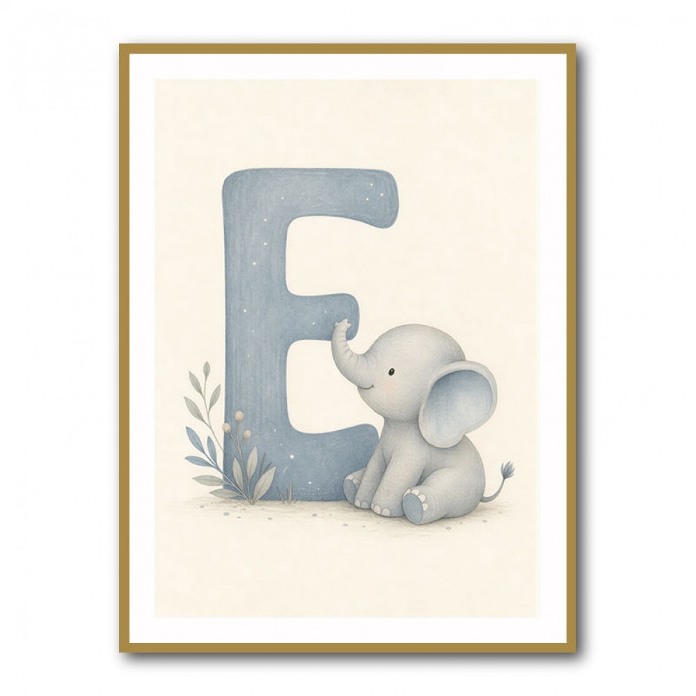 E For Elephant Nursery Wall Art