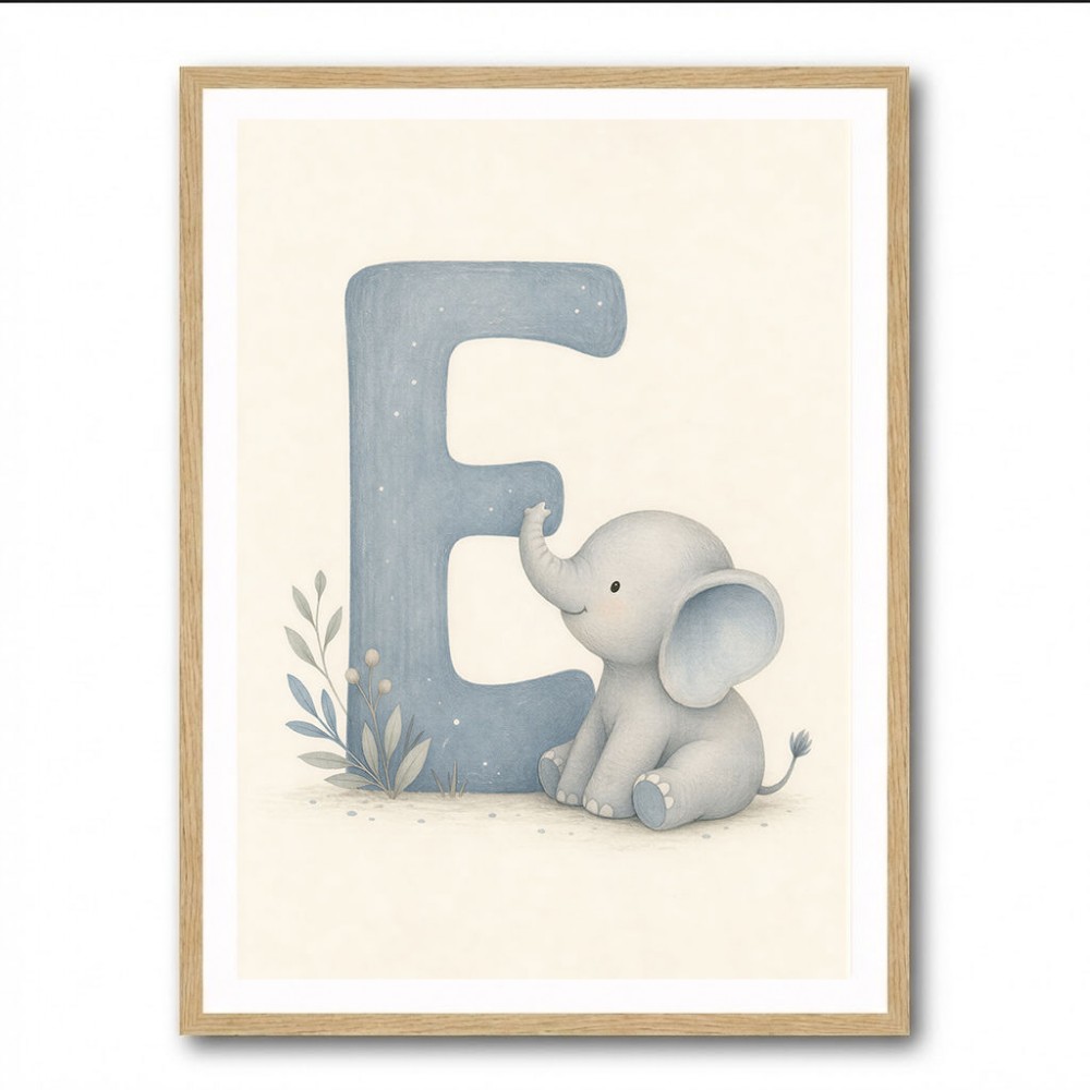 E For Elephant Nursery Wall Art