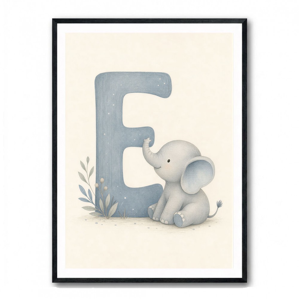 E For Elephant Nursery Wall Art