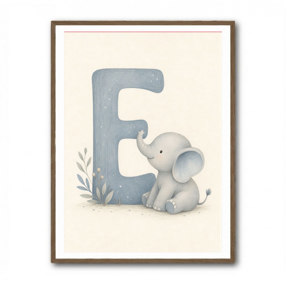 E For Elephant Nursery Wall Art