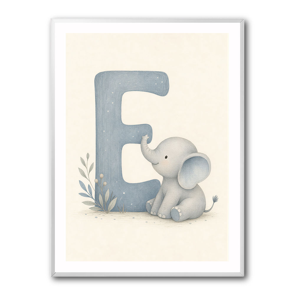 E For Elephant Nursery Wall Art