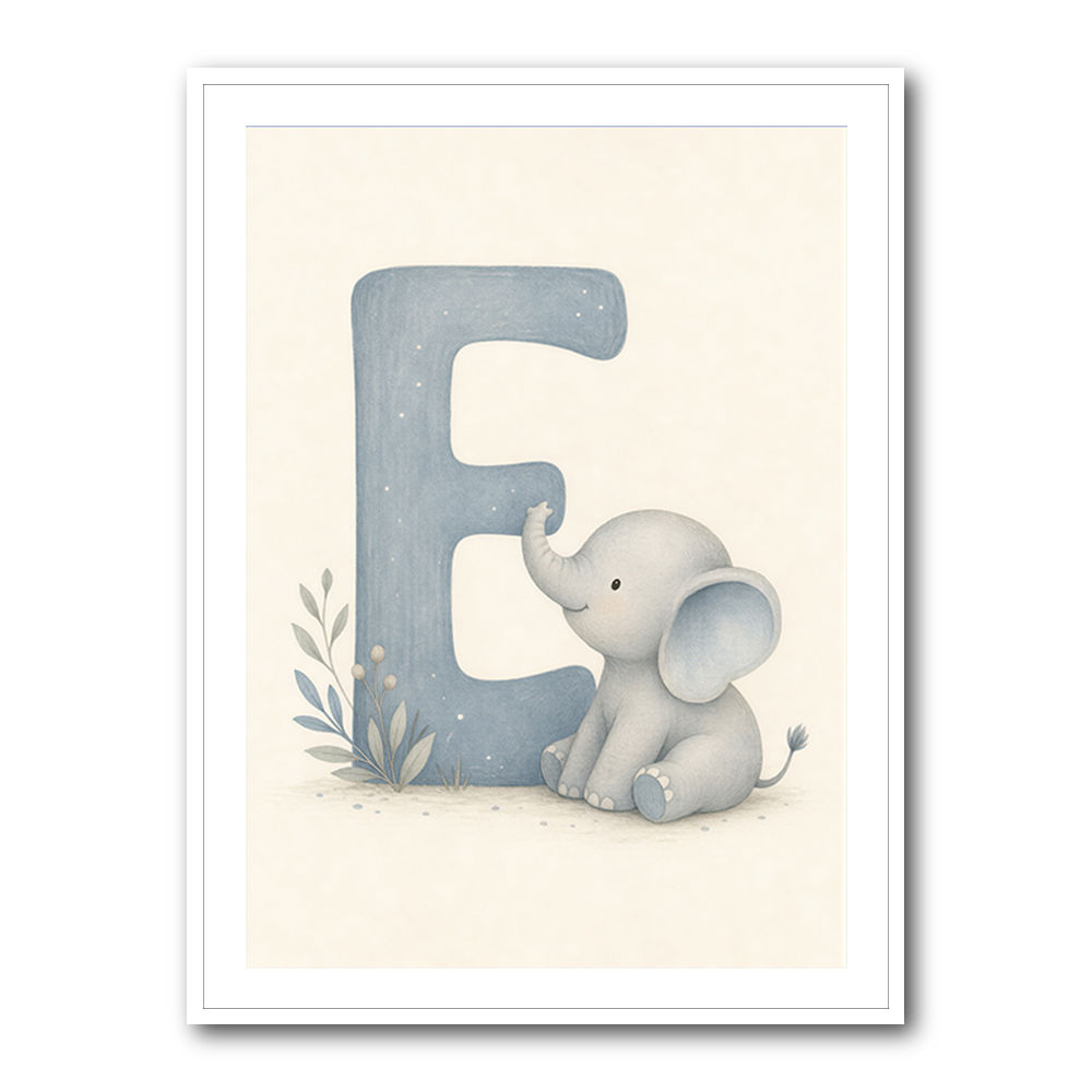 E For Elephant Nursery Wall Art