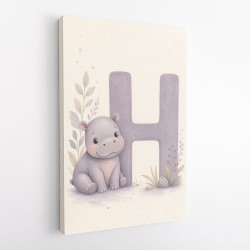 H For Hippo Watercolor Wall Art
