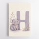 H For Hippo Watercolor Wall Art