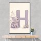 H For Hippo Watercolor Wall Art