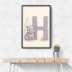 H For Hippo Watercolor Wall Art