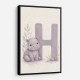 H For Hippo Watercolor Wall Art