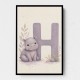 H For Hippo Watercolor Wall Art