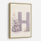 H For Hippo Watercolor Wall Art